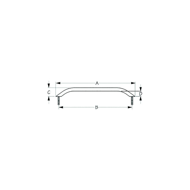 Sea-Dog 2546131 Stud Mount Handrail, Tube: 3/4", A:12" ,B:10-3/4 ", C:2", D:1-1/4" Fastener: 5/16"-18 Nut, Black Matte