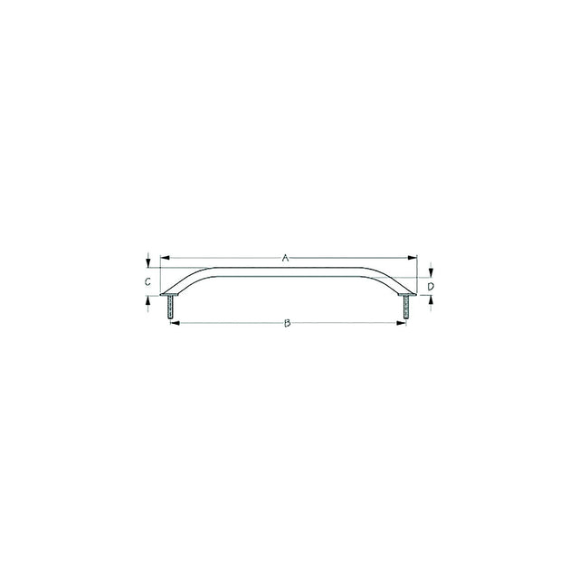 Sea-Dog 2546281 Stud Mount Flanged Handrail, Tube: 7/8" A: 25-1/4" , B: 24-1/4"  , C: 2-1/4", D:1-1/2" , Fastener: 5/16"-18,Stainless