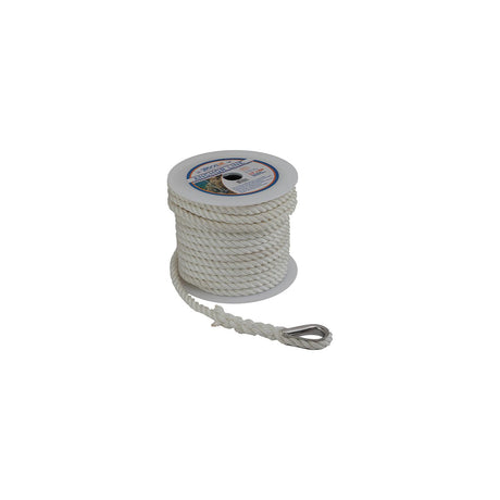 Sea Dog 301110100WH1 Premium Twisted 3-Strand Nylon Anchor Line, 3/8" × 100'