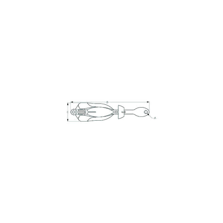 Sea-Dog 318001 Folding Grapnel Anchor 1.5 lbs., A:1/4" , B:7", C:2-1/4", Boat Length:5'-10', Line/Length: 1/4"/35' , Chain/Length: 3/16"/7'-10"
