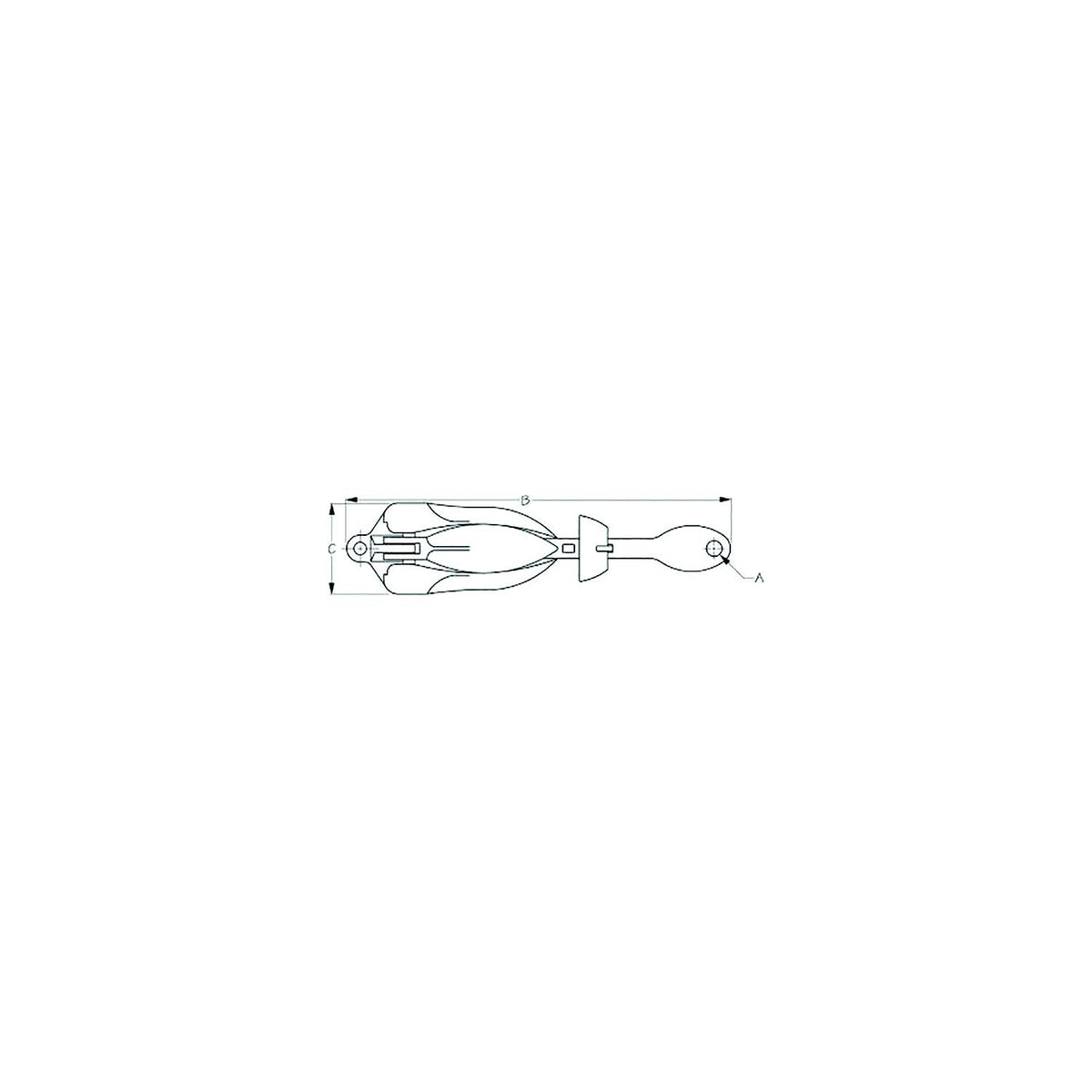 SeaDog 318018 Folding Grapnel Anchor, 18 lbs. A: 1/2", B:22-1/2", C:5", Boat Length: 18' - 26' , Line/Length: 3/8"/150' Anchor, Chain Length: 1/4"/10'-20'