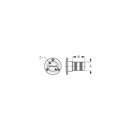 Seadog 3513231 Waste Deck Fill ,A: 1-1/2" Hose, B:3", C:3" #10 FH, Waste