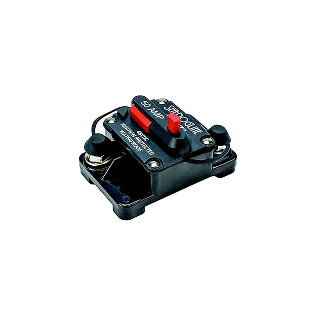 Sea-Dog 4208751 Hi-Amp Surface Mount Resettable Circuit Breaker, 70 amps, A=2-7/8" B=1-7/8" C=1-3/4" D=2-3/16" E=1-1/16", 48 Volts