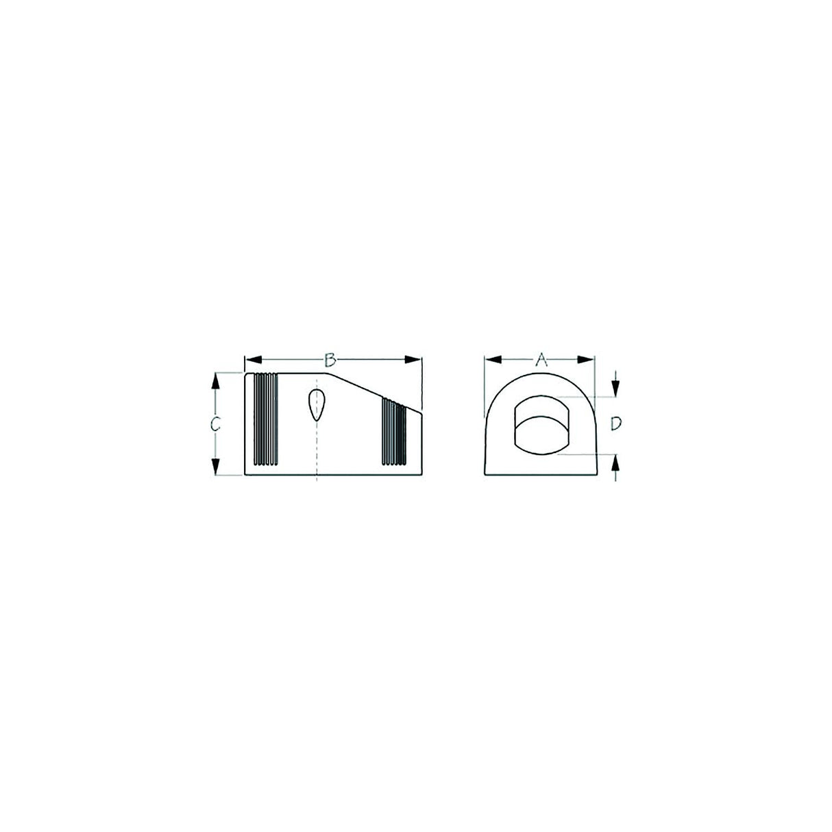 Sea-Dog 4260281 Tent Mount Socket Panel, A:3-7/8", B: 3", C: 1-15/16", D:1-1/8", 2 holes, 6 FH weight: .10