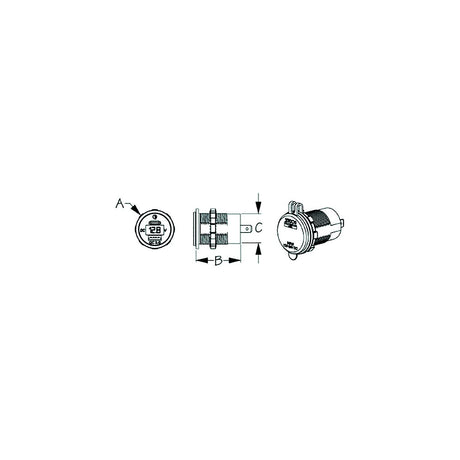Seadog 4265111 USB 3.0 & USB-C Power Socket with Voltmeter, A:1-7/16" B: 1-1/2" C:1-1/8",  Volts: 8-32