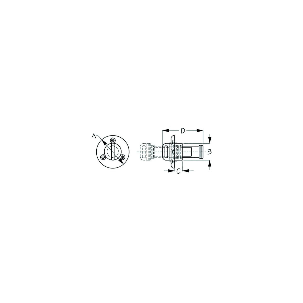 SeaDog 520060 Captive Garboard Drain & Plug, A: 2", B: 1-1/8", C:1-2", D: 2-5/8" #8 FH