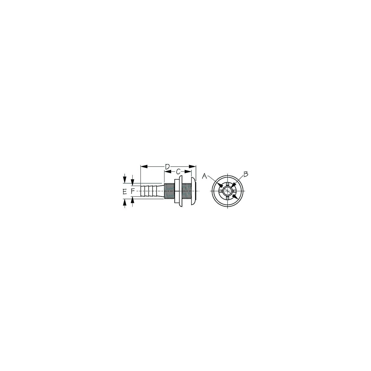 Thru-Hull Fitting 1 1/8" --
