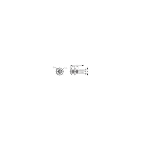 Sea-Dog 520823 Thru Hull with Stainless Cap, A: 1-7/8", B: 7/8”, C: 1-3/4",D: 3-3/8", E: 1-3/16”, F: 1-1/8", Stainless