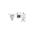 Sea-Dog 520835 90° Thru-Hull With Stainless Cap, A:2-3/8", B: 1-1/8", 1-13/16" ,D: 4-5/16", E: 1-9/16" ,F: 1-1/2", Stainless
