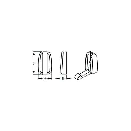 Sea-Dog 6714971 Folding Coat Hook, A=1-3/16", B= 9/16", C=2", #8 FH, weight= .18