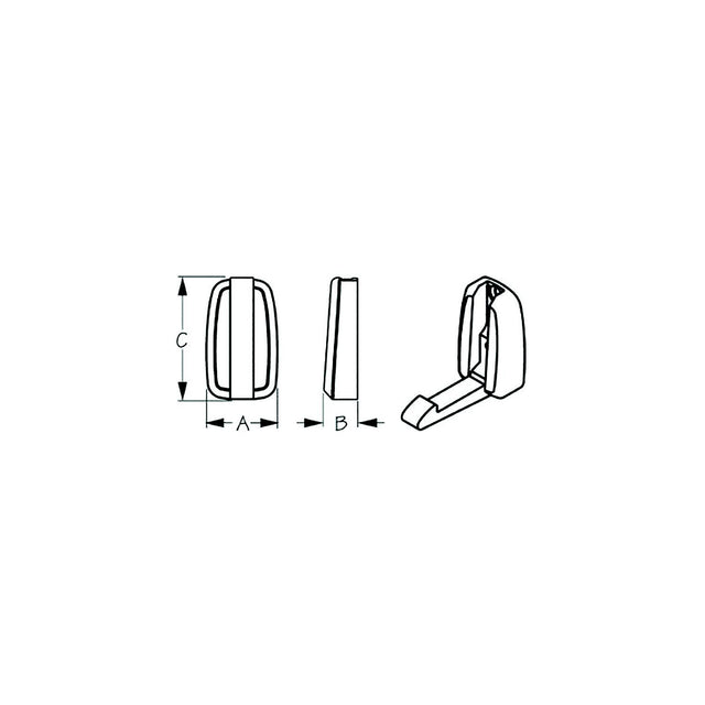 Sea-Dog 6714971 Folding Coat Hook, A=1-3/16", B= 9/16", C=2", #8 FH, weight= .18