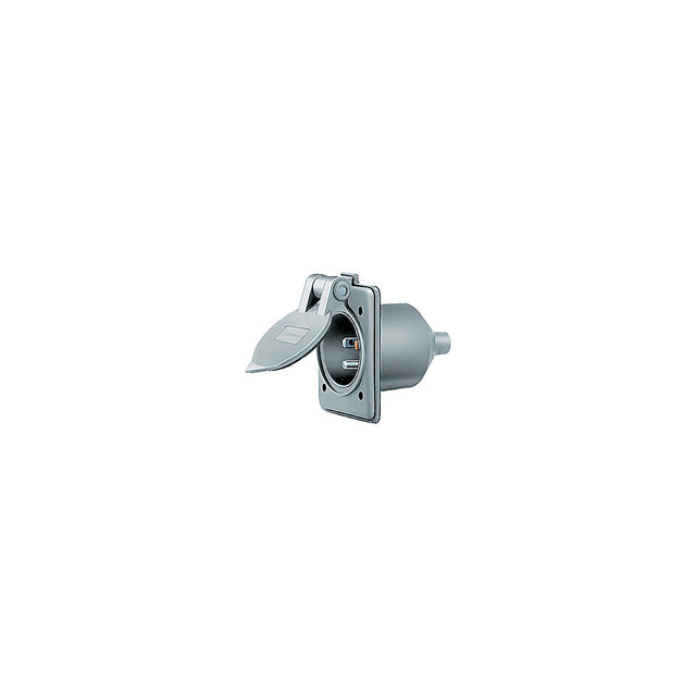 Hubbell HBL61CM64 Compact Gray Nylon Weatherproof Panel Mount Inlet