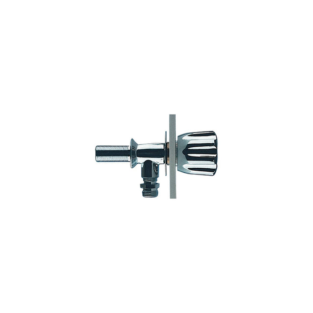 Scandvik 10091 Chrome Plated Brass Compact Cold Water Tap For Shower Control With Chrome Plastic Knob (Bulkhead or Counter Top Mount)