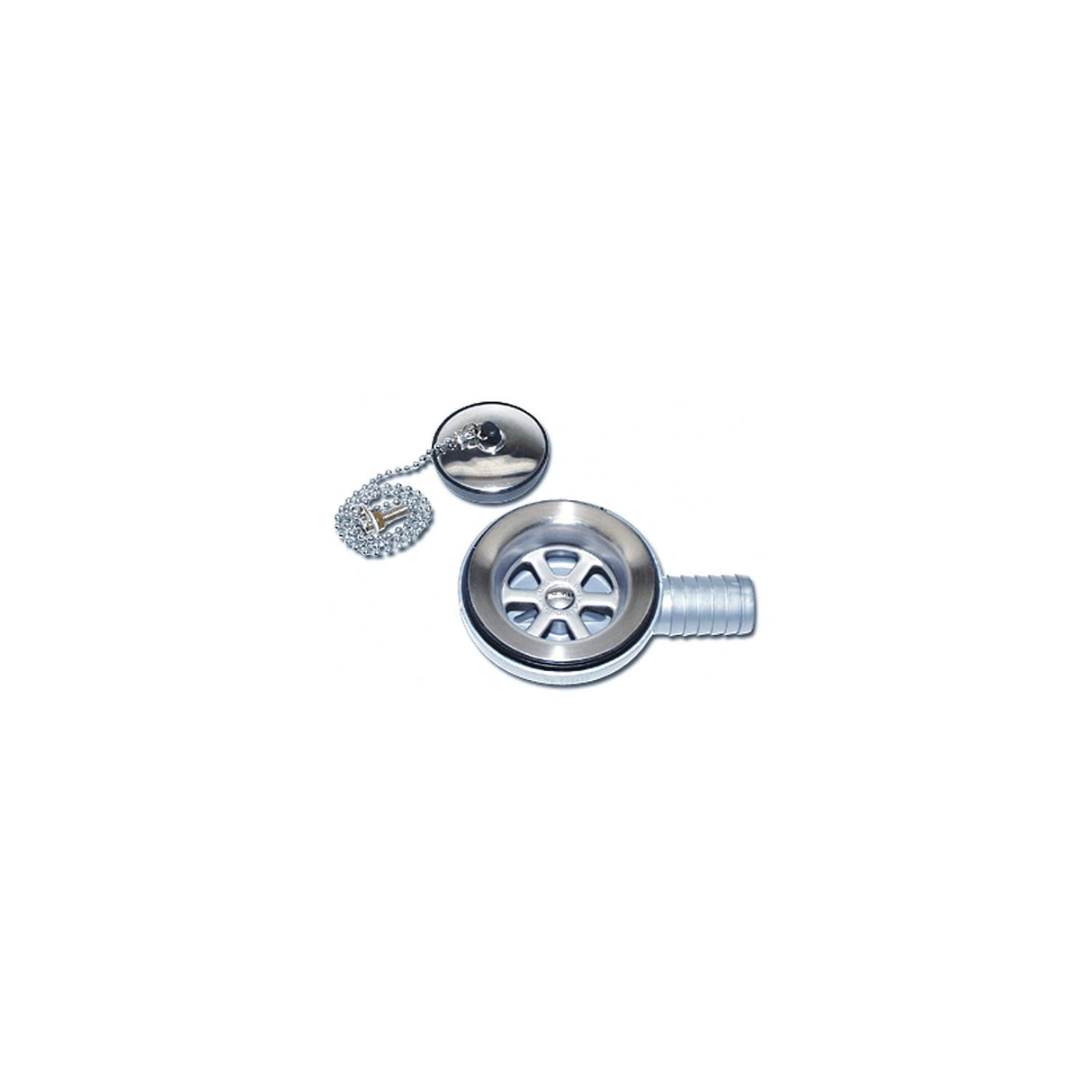 Scandvik 10306 Sink Drain With Stopper Fits 2-1/16" Drain Hole With a 1" Hose Barb Outlet