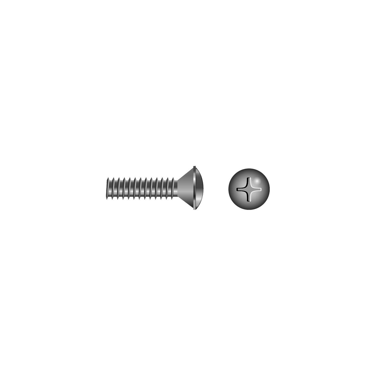 Seachoice Phillips Machine Screws, Oval Head, 6-32 x 1"
