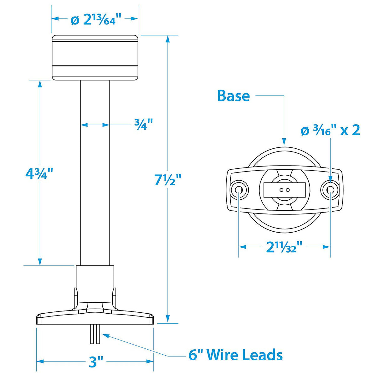 Seachoice LED All-Round Light, Boat Navigation, 7.5 In. Tall
