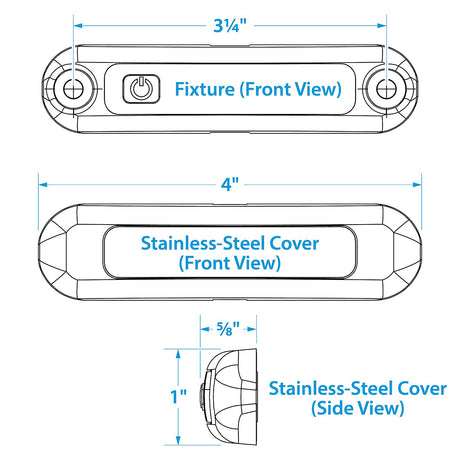Seachoice LED Surface Mount Area Light with On/Off Switch, 316 Stainless Steel, White Light, 220 Lumens