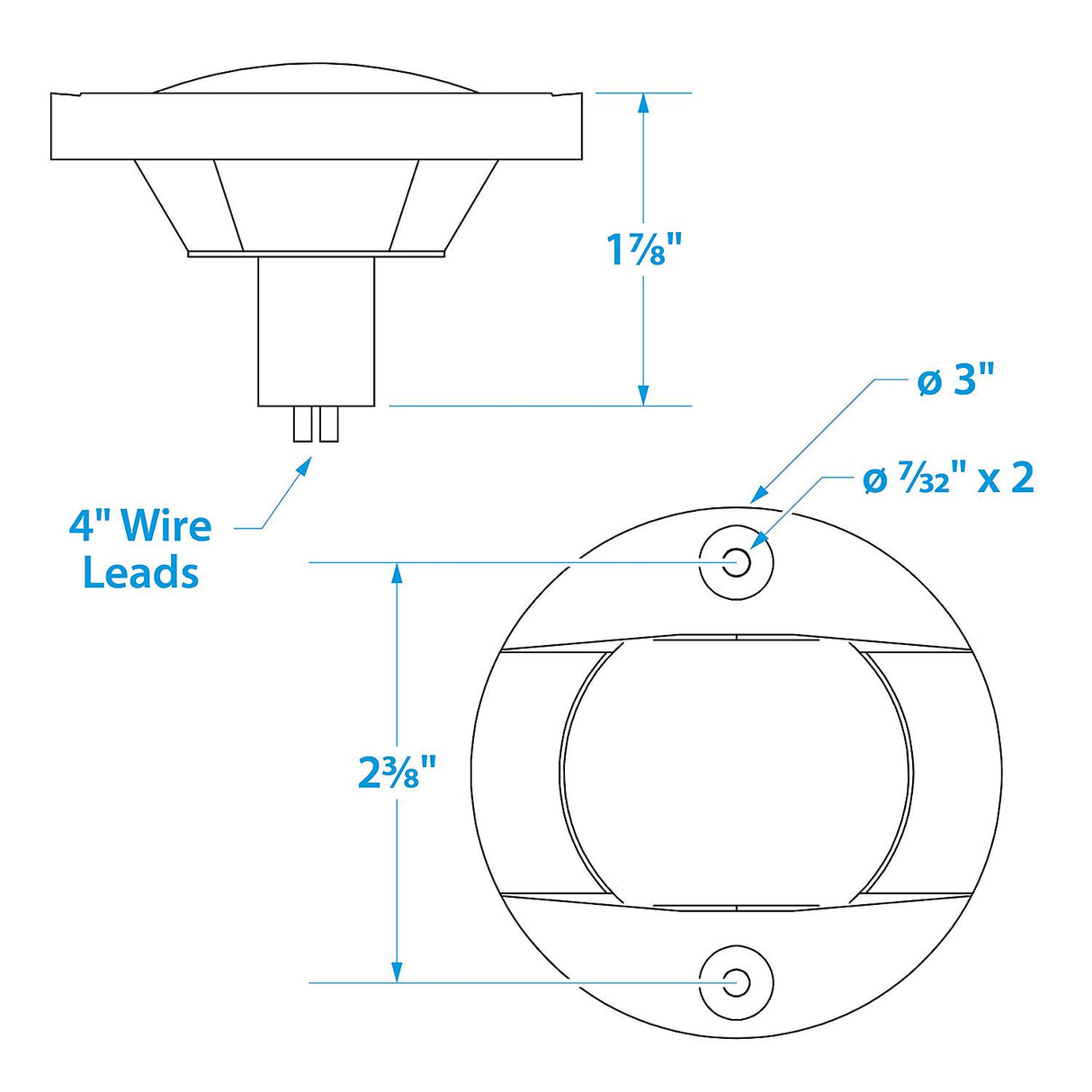 Seachoice Round Navigation Transom Light w/ Stainless Steel Flange, 3 In., Vertical Surface Mount