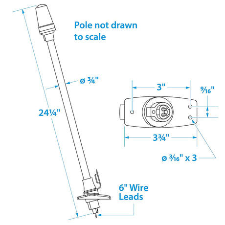 Seachoice LED All-Round White Light for Boating, Stow-A-Way Aluminum Light, 24-1/8 In.