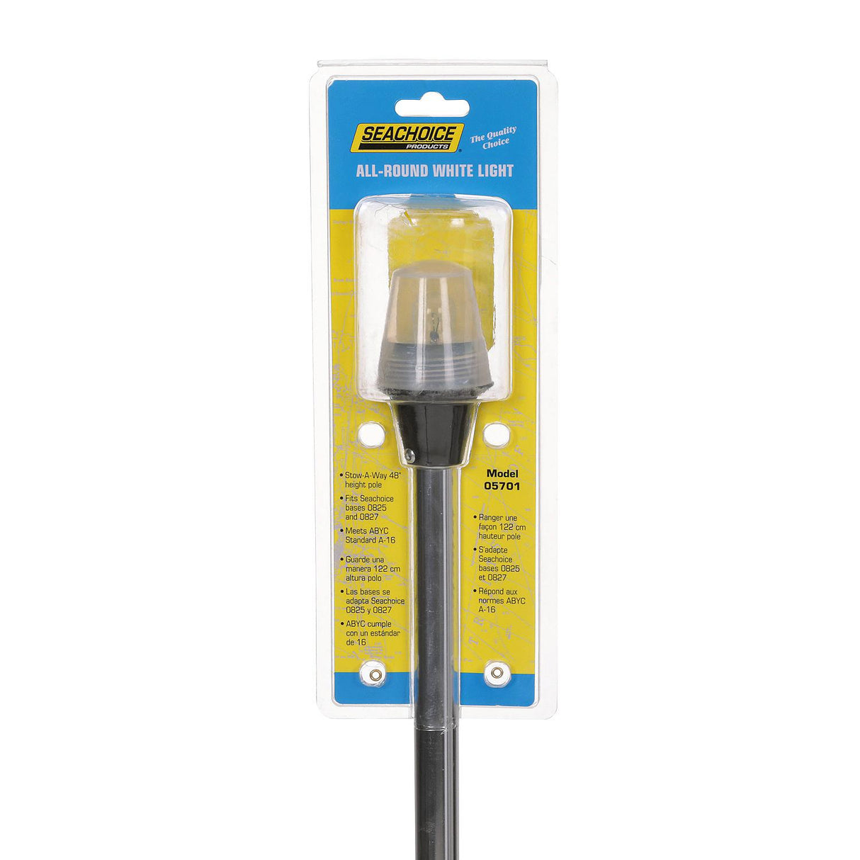 Seachoice LED All-Round White Light for Boating, Stow-A-Way Aluminum Light, 52-1/2 In.