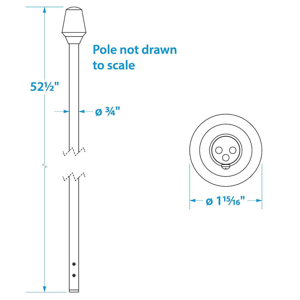Seachoice LED All-Round White Light for Boating, Stow-A-Way Aluminum Light, 52-1/2 In.