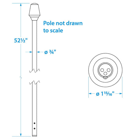 Seachoice LED All-Round White Light for Boating, Stow-A-Way Aluminum Light, 52-1/2 In.