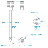 Seachoice Deluxe Fold-Down Masthead and All-Around Navigation Light, Horizontal Surface Mount, 12-5/8 in.