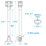Seachoice Deluxe Fold-Down Masthead and All-Around Navigation Light, Vertical V Mount, 12-5/8 in.