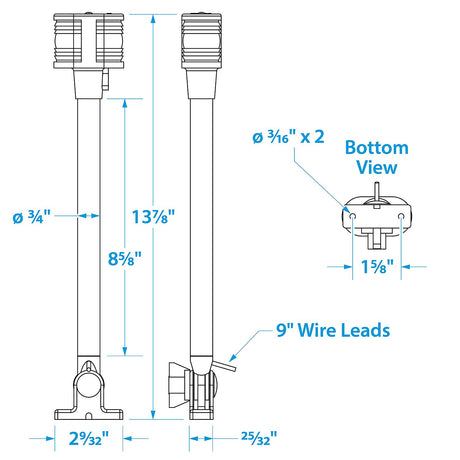 Seachoice Deluxe Fold-Down Masthead and All-Around Navigation Light, Vertical V Mount, 12-5/8 in.