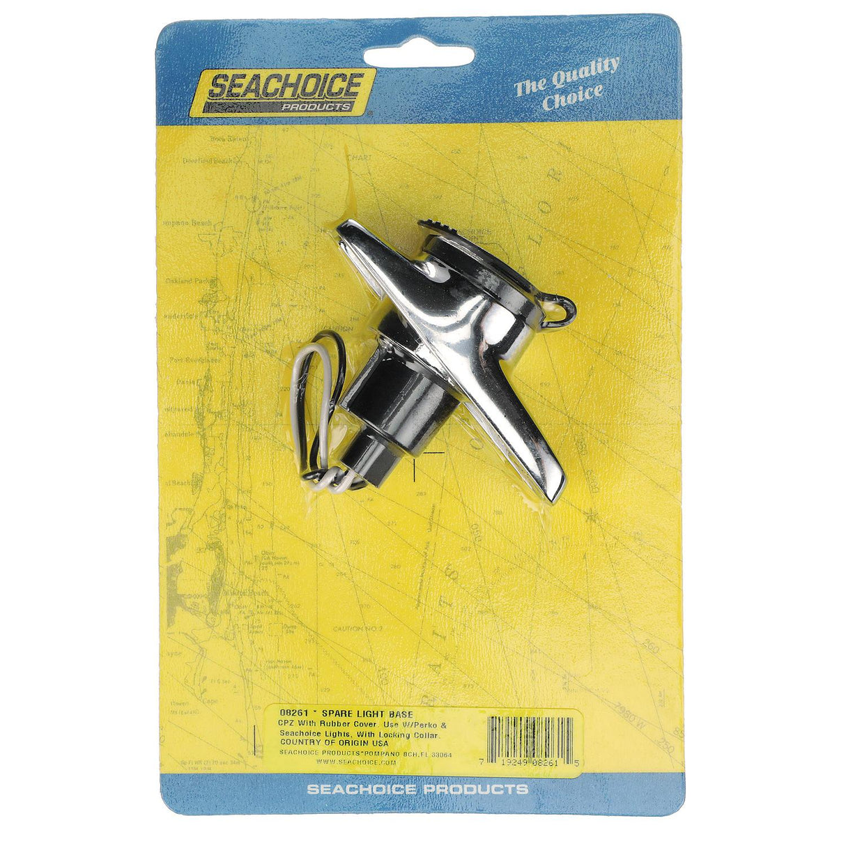 Seachoice 08261 Chrome-Plated Spare Light Base Assembly, Plug In, Waterproof Snap-On Cover