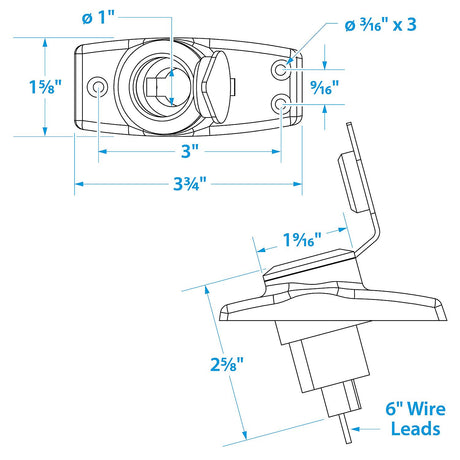 Seachoice 08261 Chrome-Plated Spare Light Base Assembly, Plug In, Waterproof Snap-On Cover