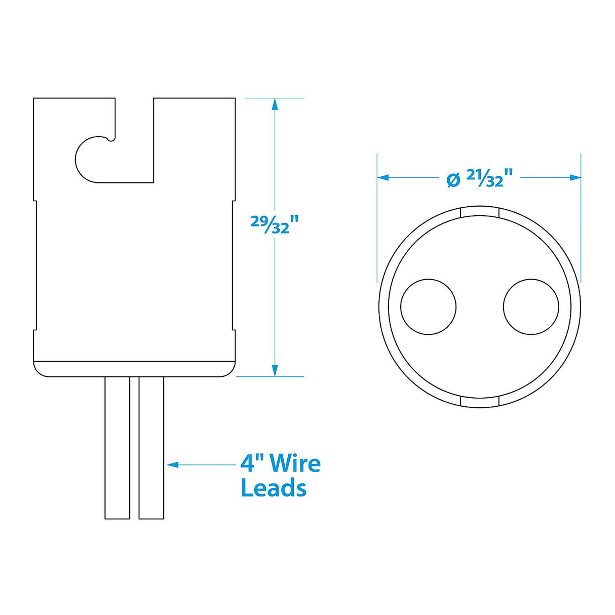 Seachoice Bayonet Bulb Socket for Bayonet Style Miniature Lamps, 4 In. Wire Leads