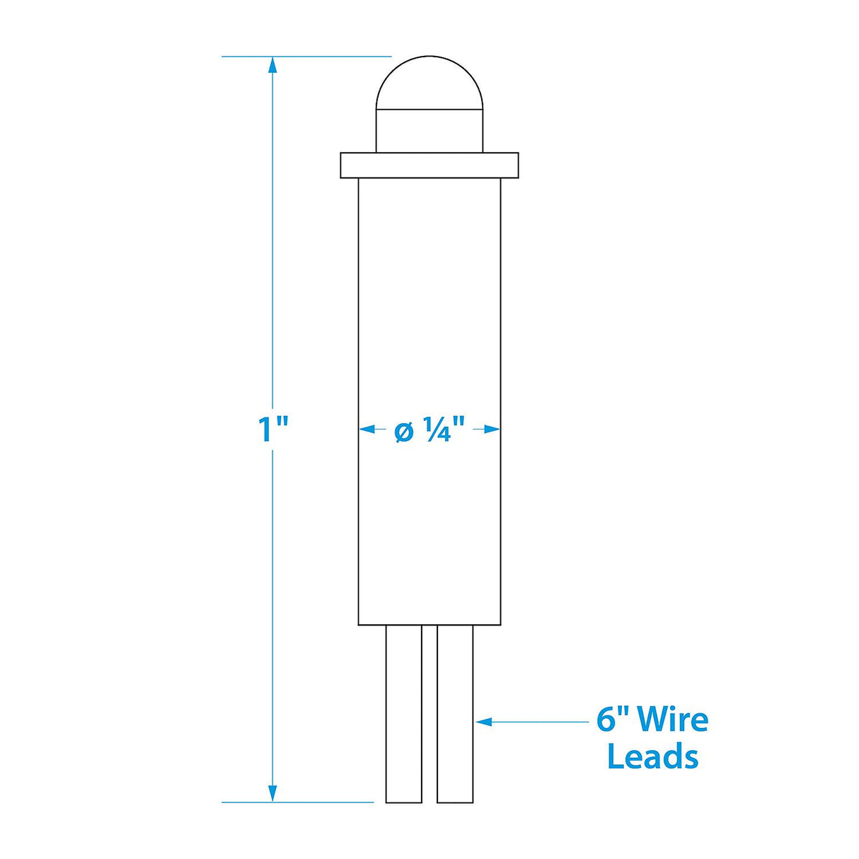 Seachoice LED Red Indicator Light, 14V, 6 in. Lead Wires, 1/4 in. Light