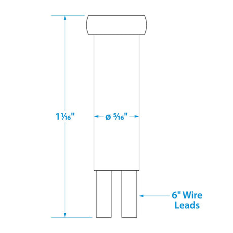 Seachoice Incandescent Red Indicator Light, 14V, 6 in. Lead Wires, 5/16 in. Light