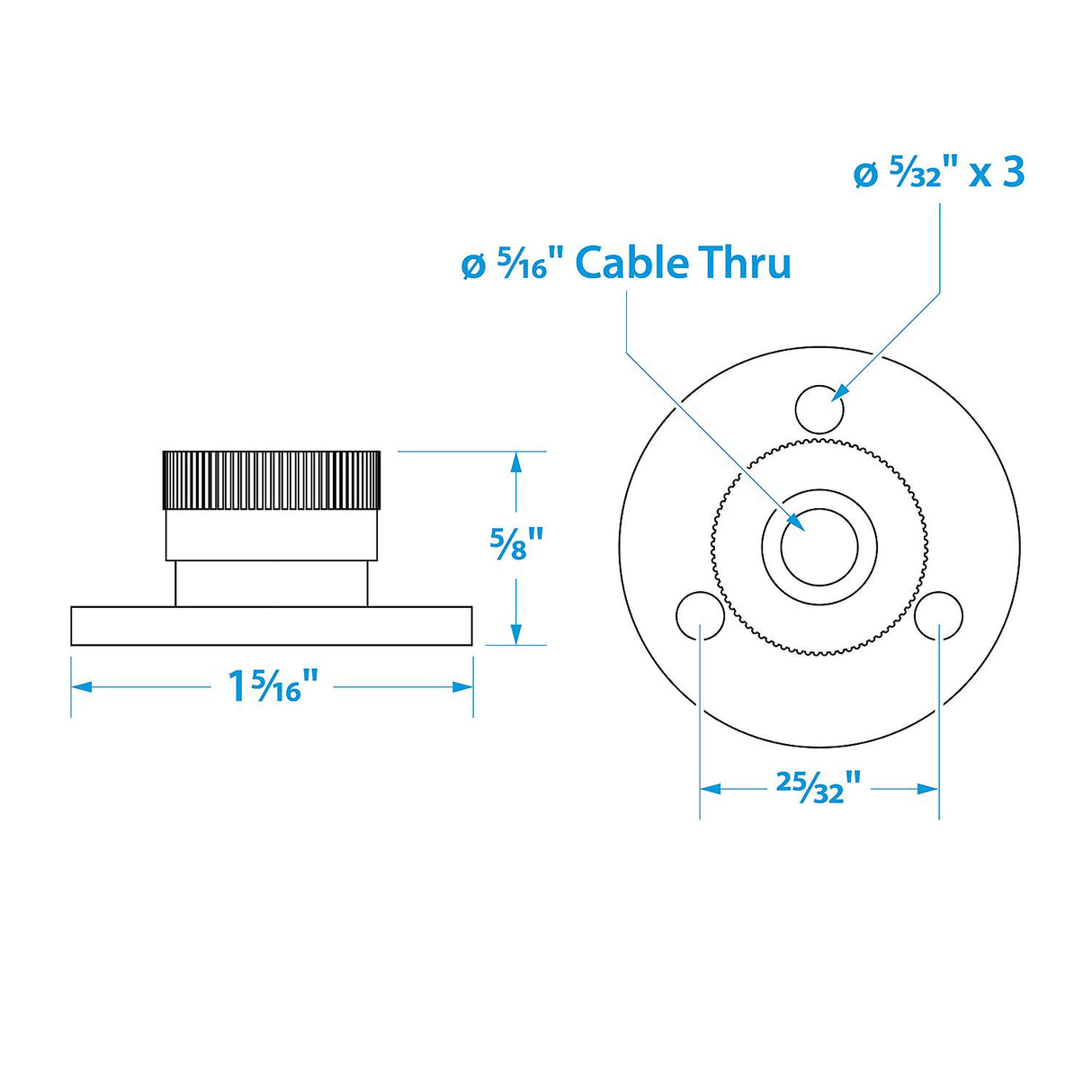 Seachoice Cable Outlet, 5/16 In., Weatherproof, Chrome-Plated Brass