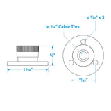 Seachoice Cable Outlet, 5/16 In., Weatherproof, Chrome-Plated Brass