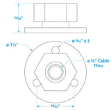 Seachoice Cable Outlet, 3/8 In., Weatherproof, Chrome-Plated Brass