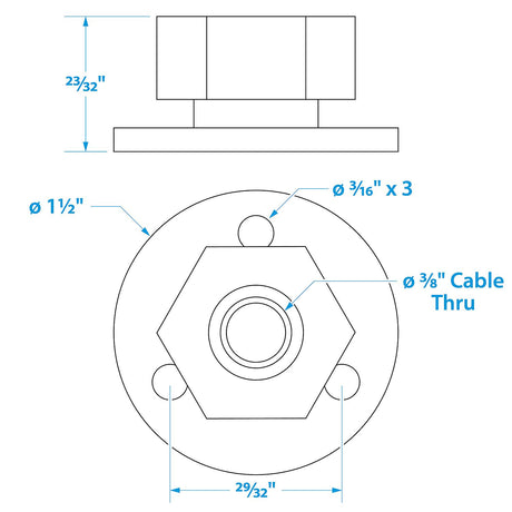 Seachoice Cable Outlet, 3/8 In., Weatherproof, Chrome-Plated Brass