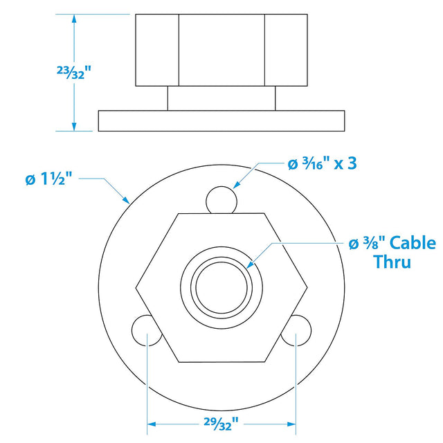 Seachoice Cable Outlet, 3/8 In., Weatherproof, Chrome-Plated Brass