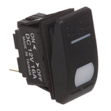 Seachoice Illuminated Rocker Switch, SPST, 3 Terminal, On/Off, Black