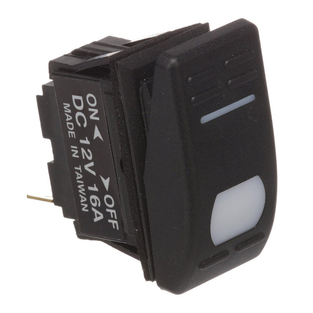 Seachoice Illuminated Rocker Switch, SPST, 3 Terminal, On/Off, Black