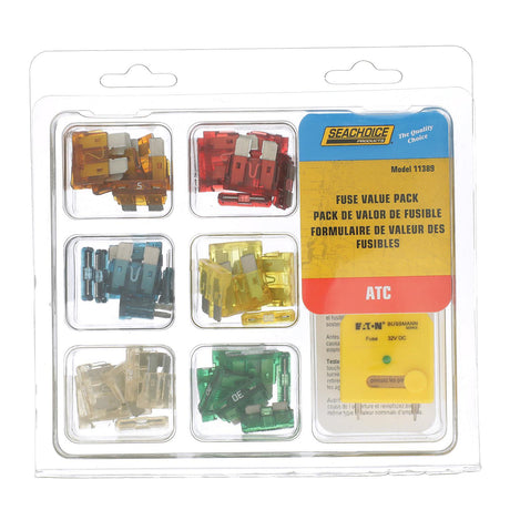 Seachoice ATC Fuse Value Pack, Contains 42 Assorted ATC Fuses and Tester, for Auto, Marine or Electronics Applications Up to 12V