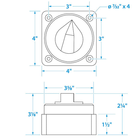 Seachoice Battery Select Switch, Compact, Disconnect Isolator Cutoff, Dual, 12 -50V