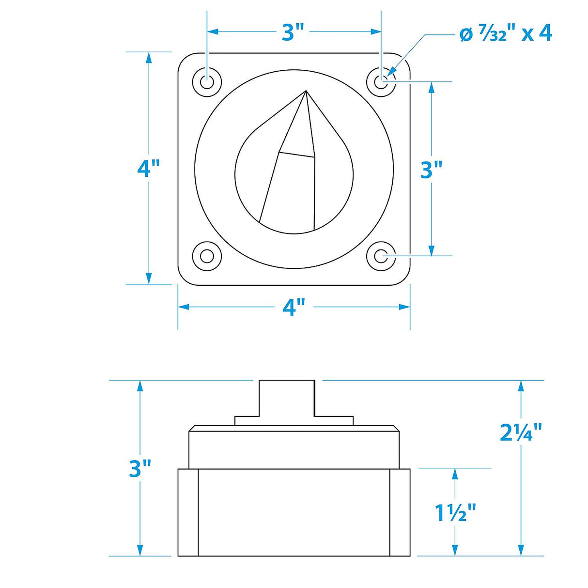 Seachoice 11561 Battery Select Switch, Compact, Disconnect Isolator Cutoff, 12 -50V