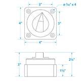 Seachoice 11561 Battery Select Switch, Compact, Disconnect Isolator Cutoff, 12 -50V