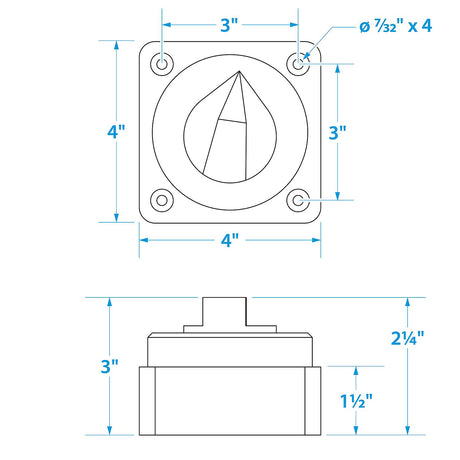 Seachoice 11561 Battery Select Switch, Compact, Disconnect Isolator Cutoff, 12 -50V