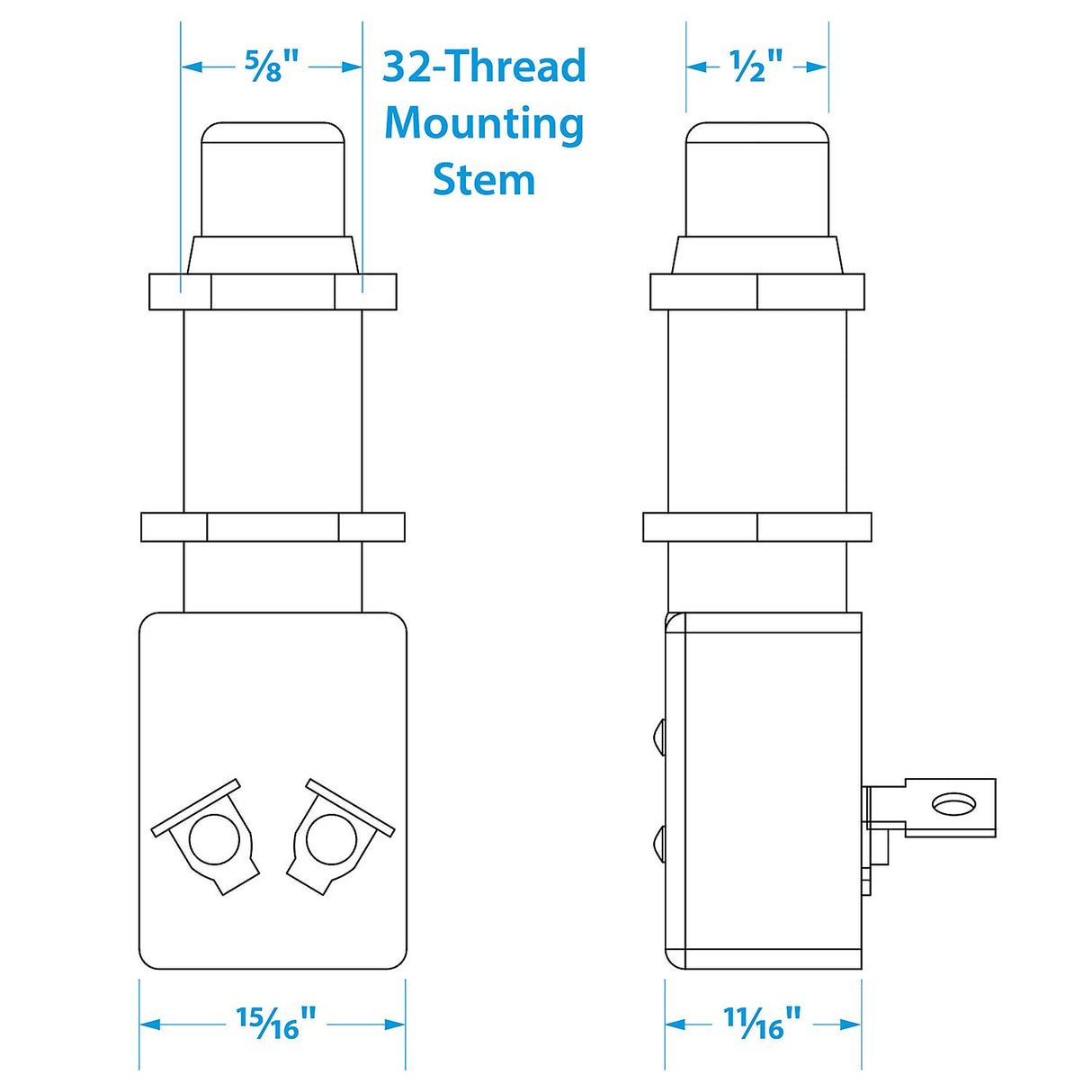 Seachoice 11781 2-Position Push Button Starter/Horn Switch