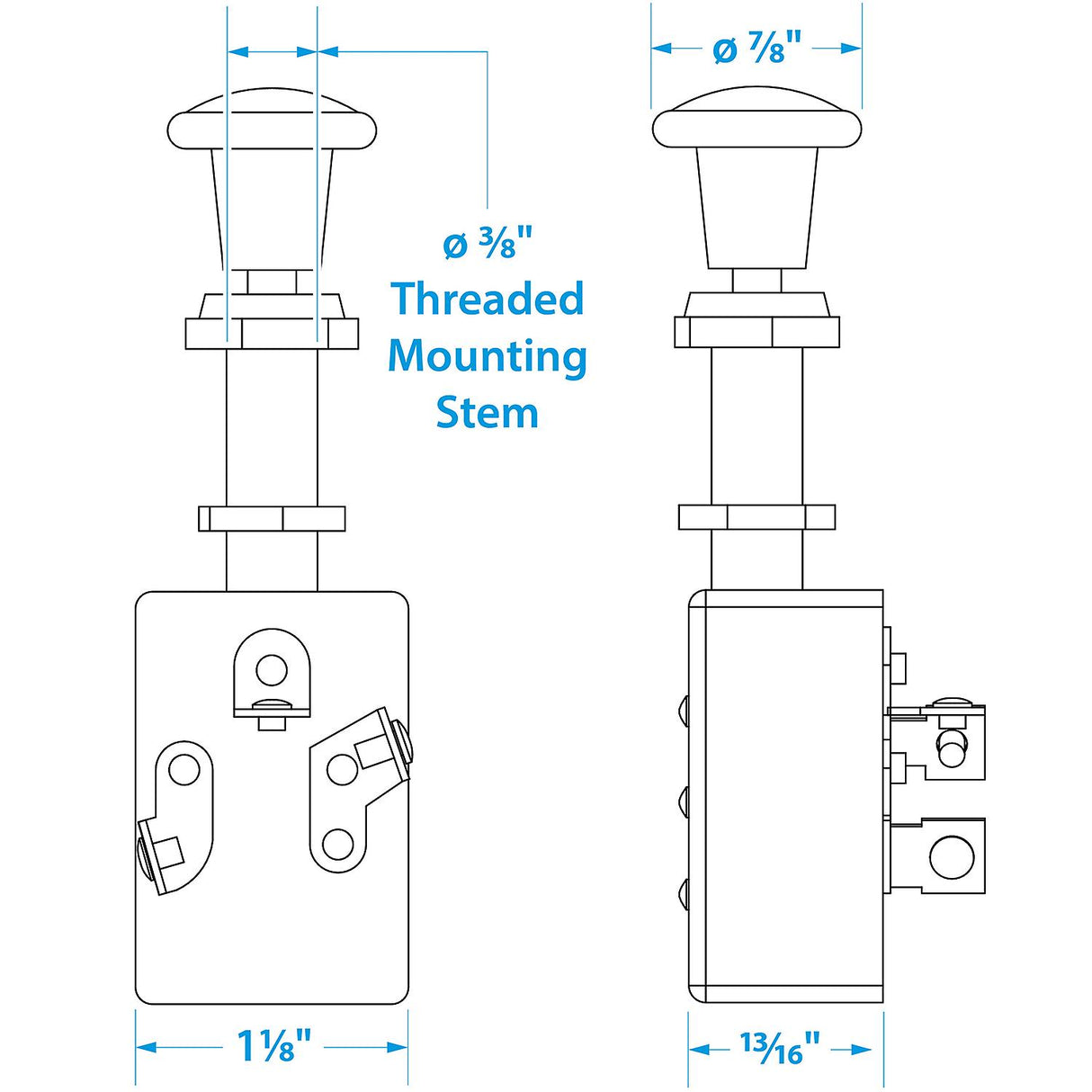Seachoice Heavy Duty 3-Position Push-Pull Switch