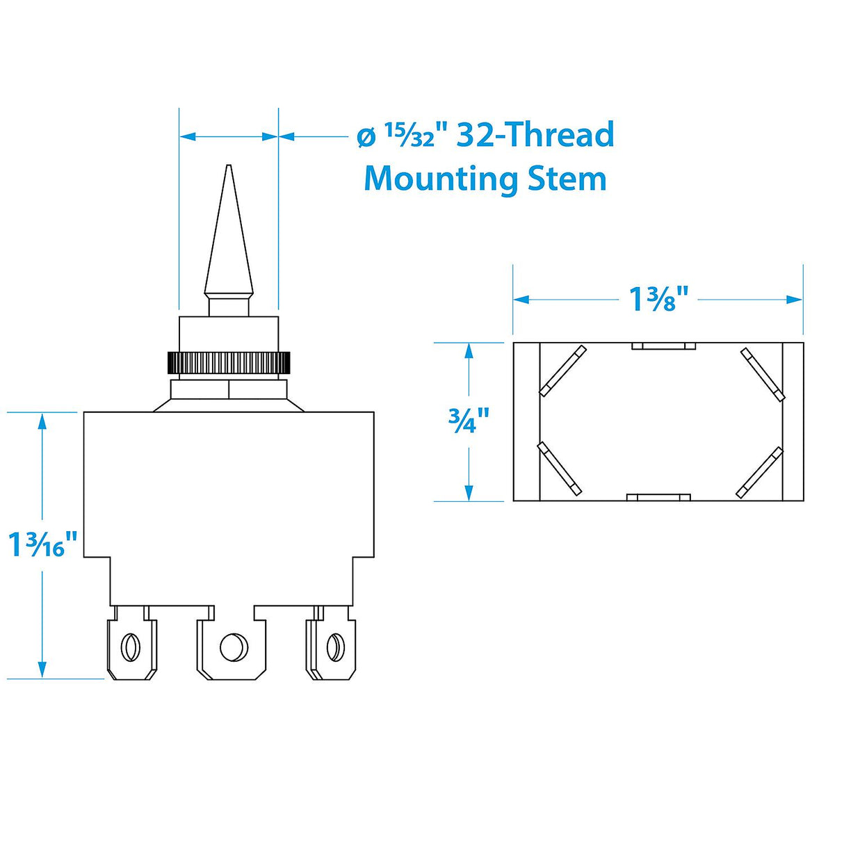 Seachoice 3-Position Toggle Switch, Momentary On/Off/Momentary On