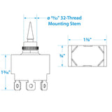Seachoice 3-Position Toggle Switch, Momentary On/Off/Momentary On